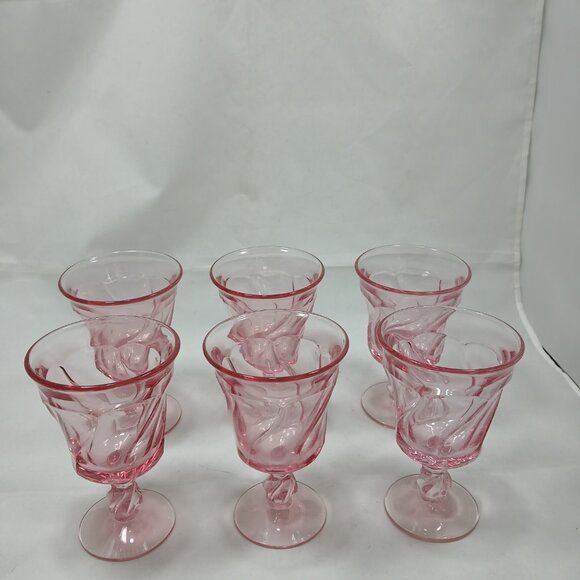 Set of Six (6) Pink Goblets Fostoria Jamestown Goblets - Picture 4 of 8